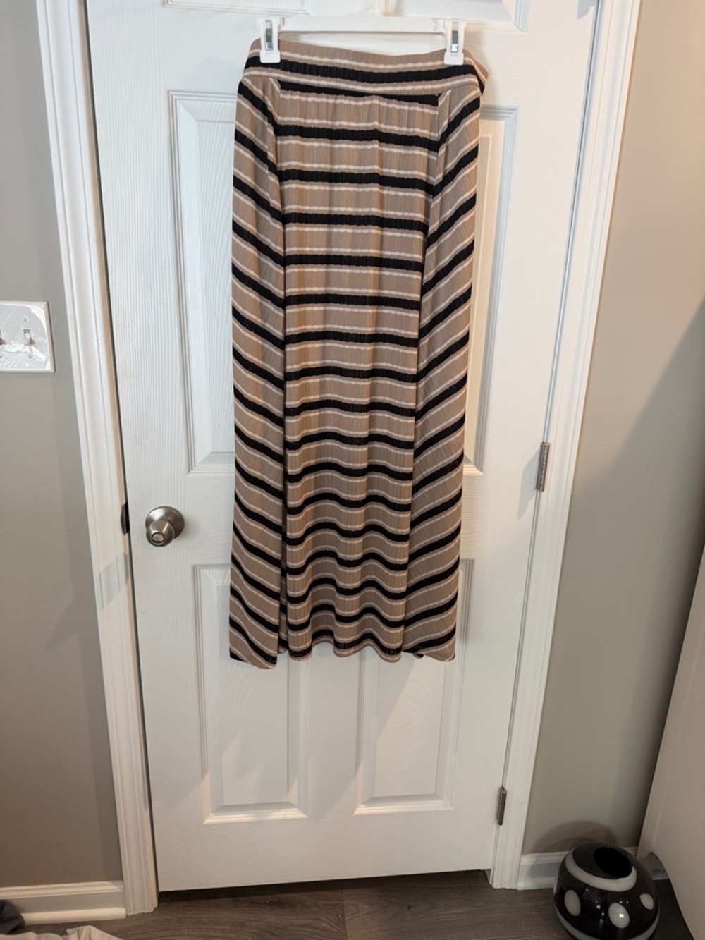 Dana Buchman Striped Maxi Skirt in Beige and Black